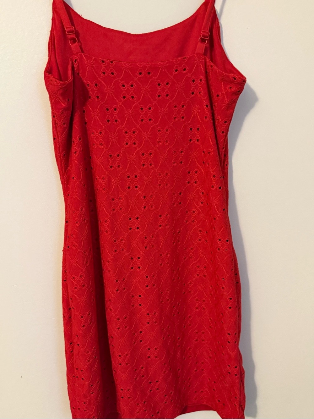 Red Eyelet Slip Mini Dress